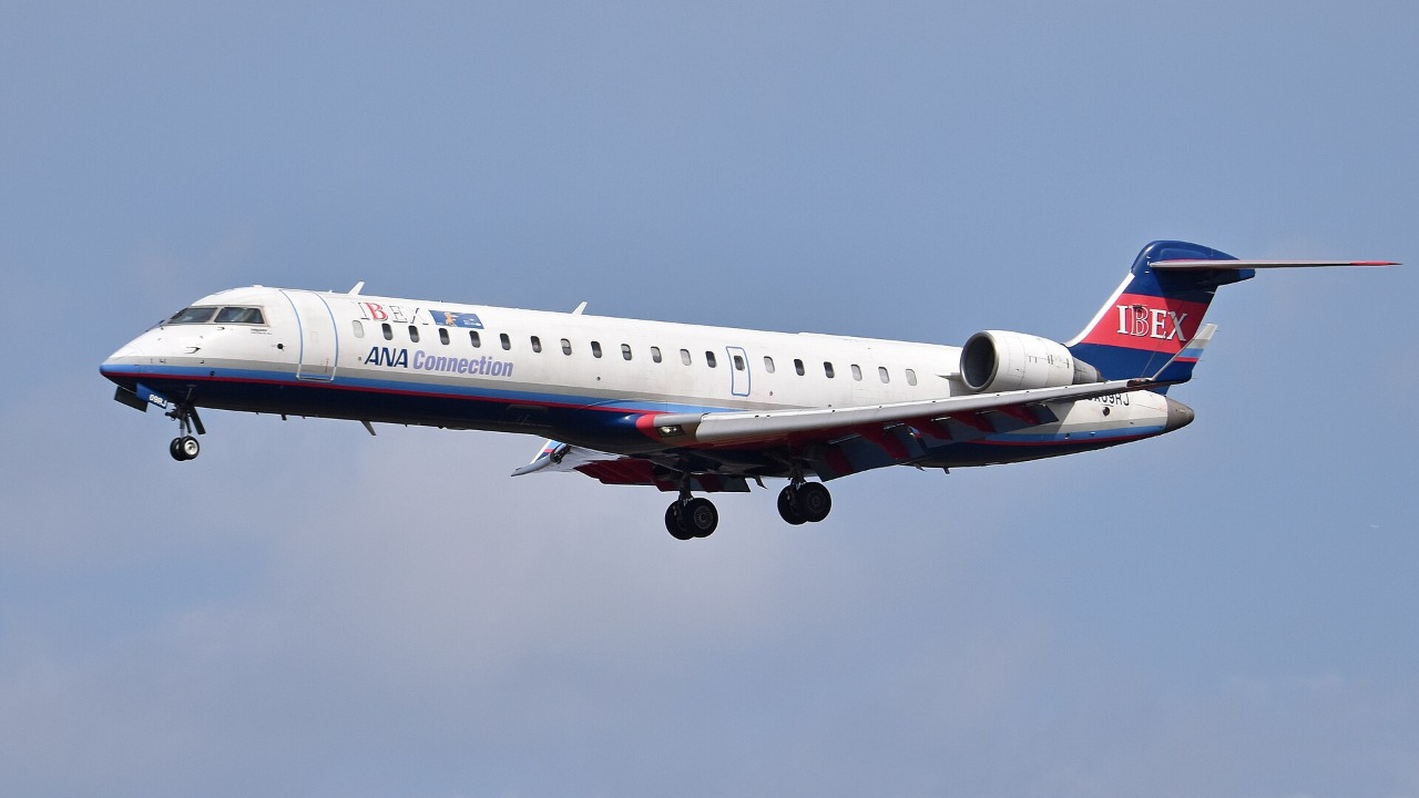 An IBEX Airlines Bombardier CRJ-700 registered JA09RJ
