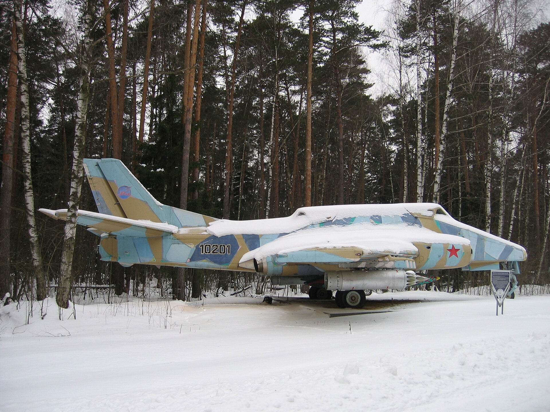 The Ilyushin Il-102 prototype on display at the Gromov Flight Research Institute in winter