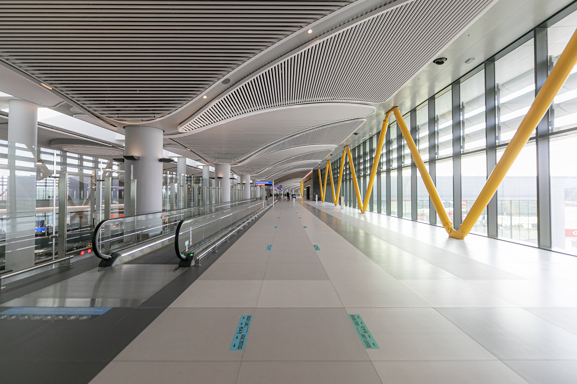 Interior of a passenger pier at Istanbul Airport