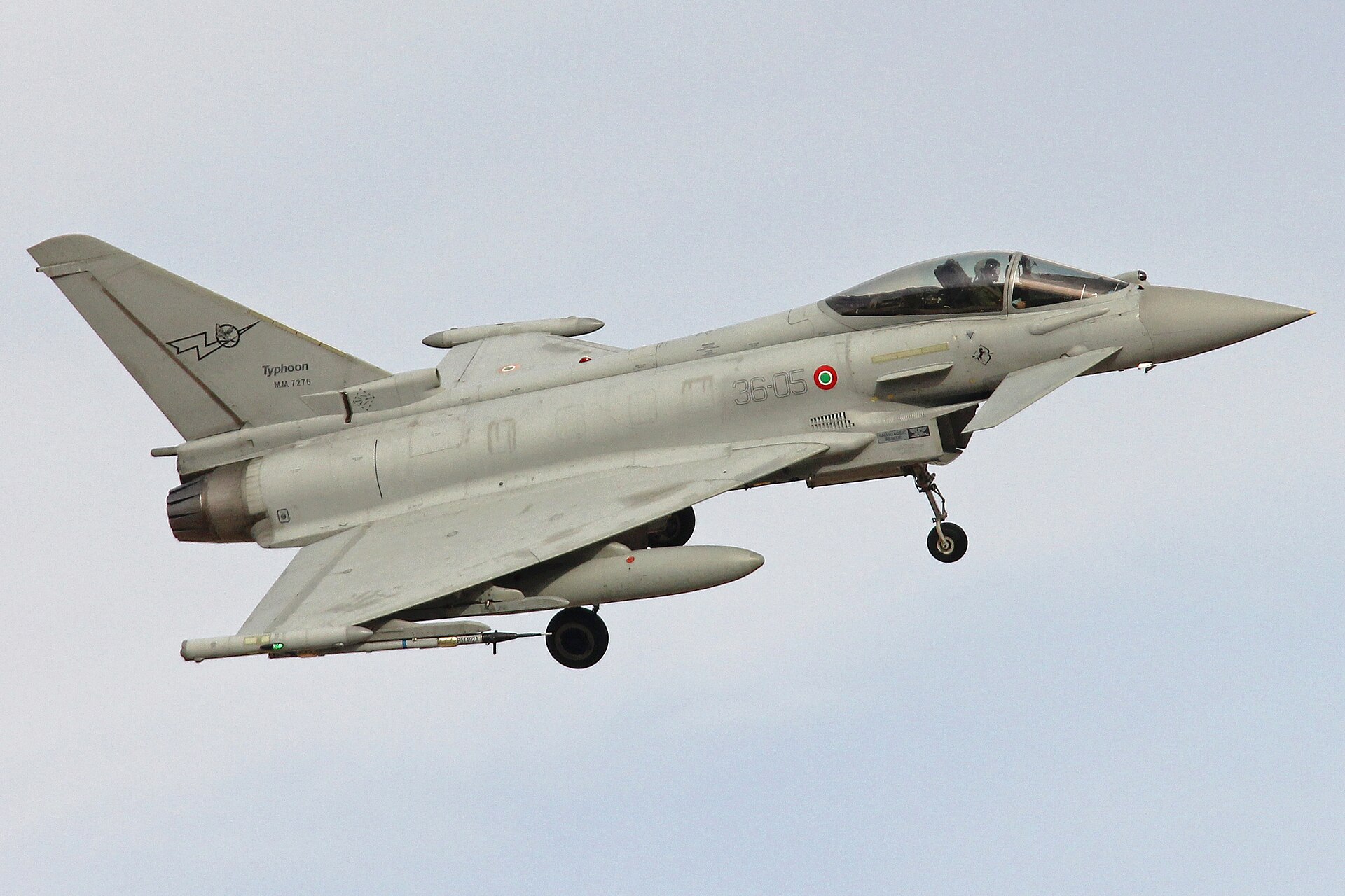 An Italian Air Force Eurofighter F-2000A Typhoon of 36 Stormo returning from a mission