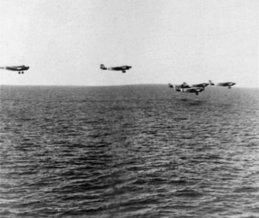 German Junkers Ju 52 transports flying low over the Mediterranean, 1943