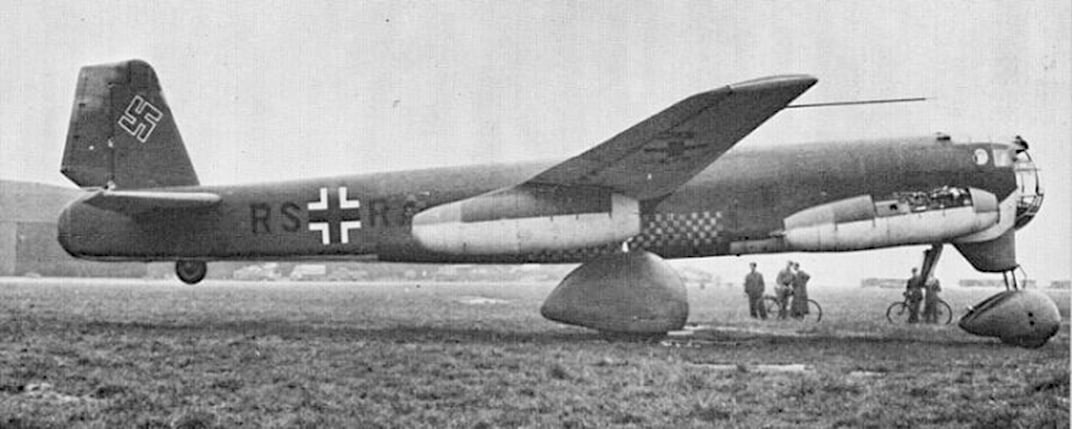 The Junkers Ju 287 V1 showing its distinctive forward-swept wings
