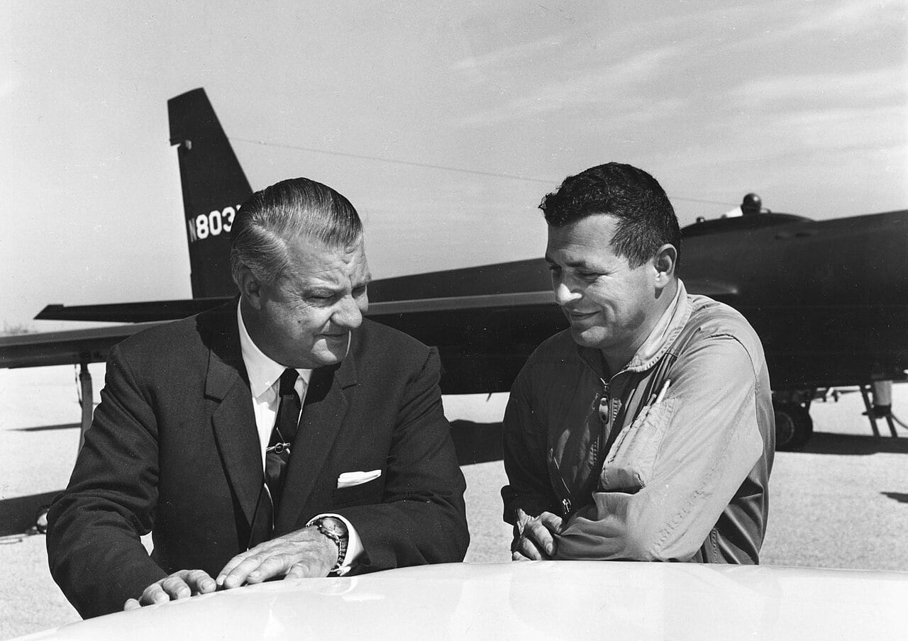 Francis Gary Powers with U-2 designer Kelly Johnson in 1966