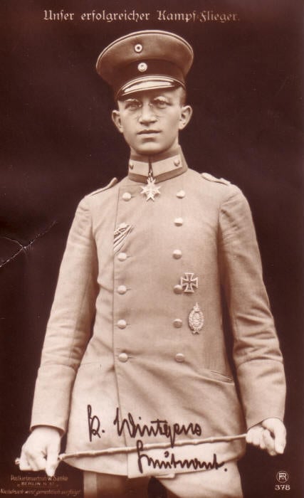 Leutnant Kurt Wintgens wearing the Pour le Merite