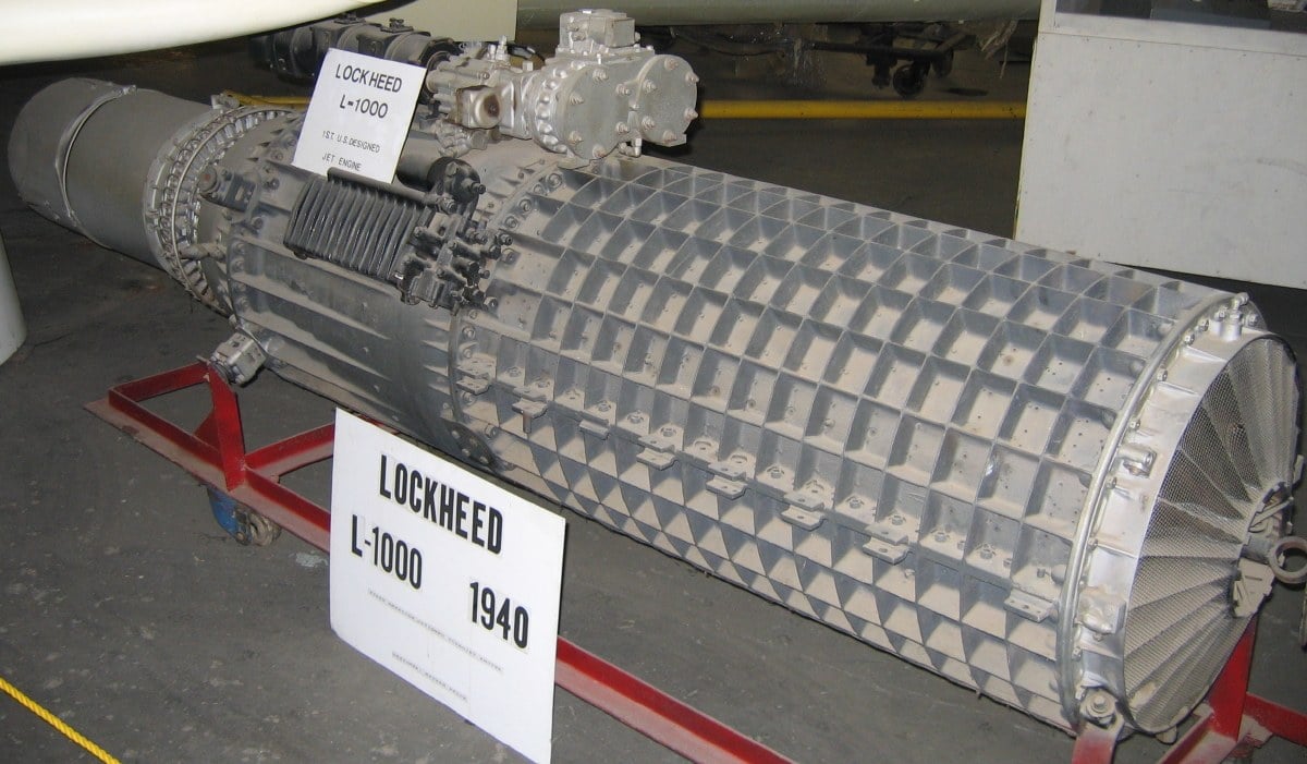 Lockheed L-1000 axial-flow turbojet on museum display