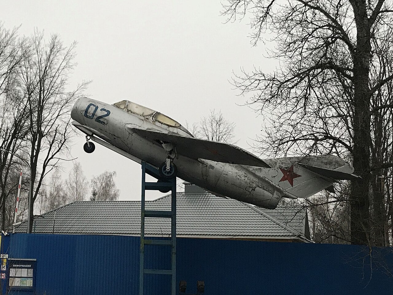 A preserved MiG-15UTI two-seat trainer in Moscow Oblast