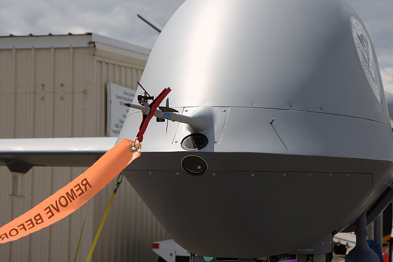 MQ-1 Predator with remove before flight streamers MQ-1 Predator with remove before flight streamers