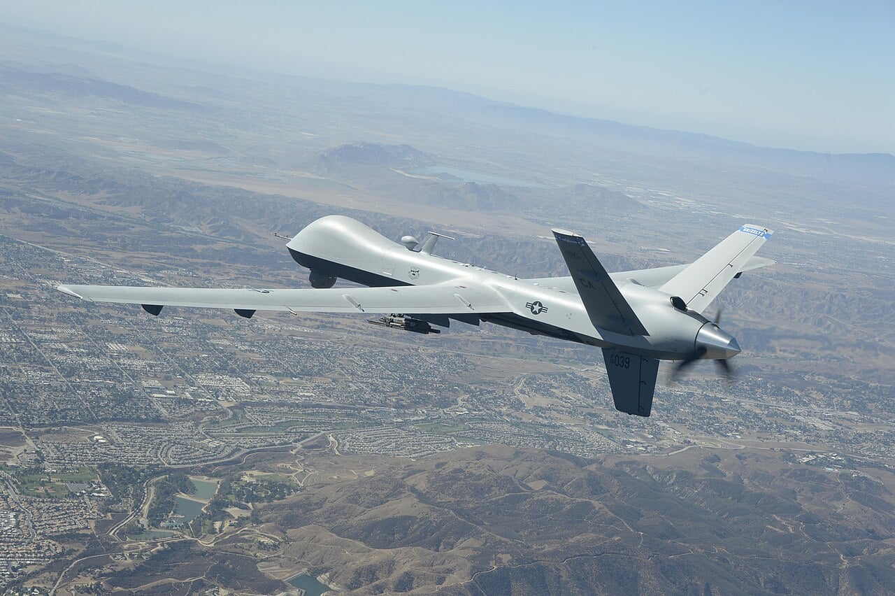 An MQ-9 Reaper, the size class the Air Force wants its new launcher to defeat