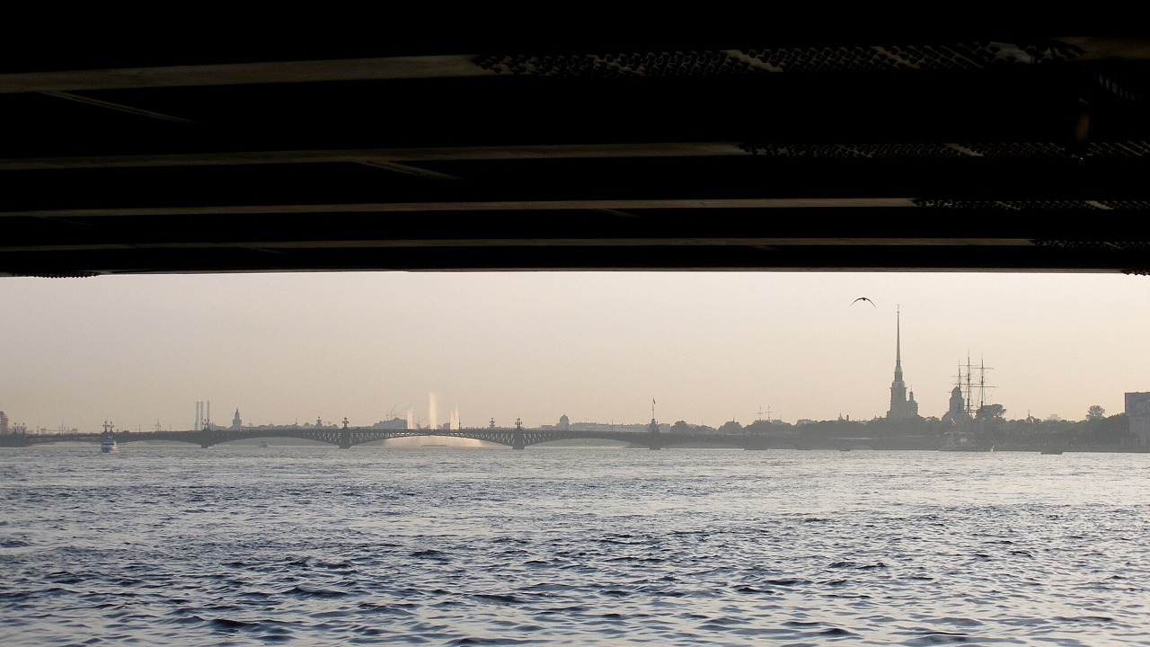 A panoramic view of the River Neva in Saint Petersburg