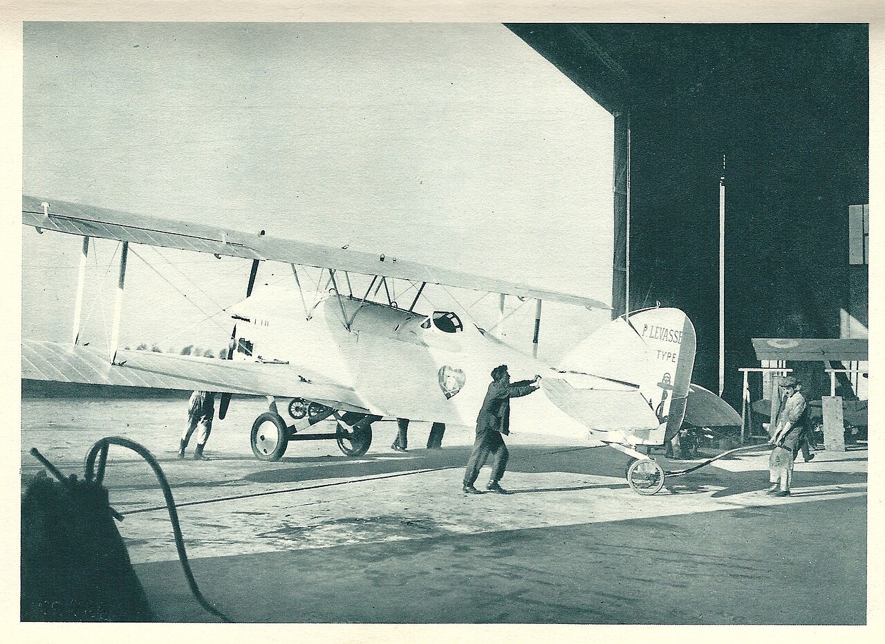 Charles Nungesser and L’Oiseau Blanc in the Levasseur hangar at Le Bourget