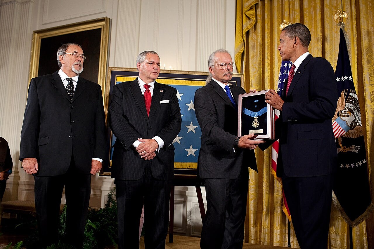 President Obama presents the Medal of Honor to Etchberger's sons