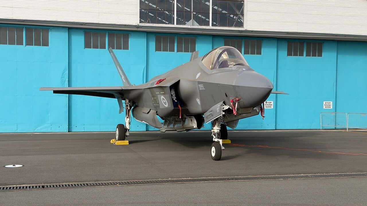 RAAF F-35A A35-007 at RAAF Base Richmond Air Show 2025 Royal Australian Air Force F-35A A35-007 on static display with its weapons bay doors open