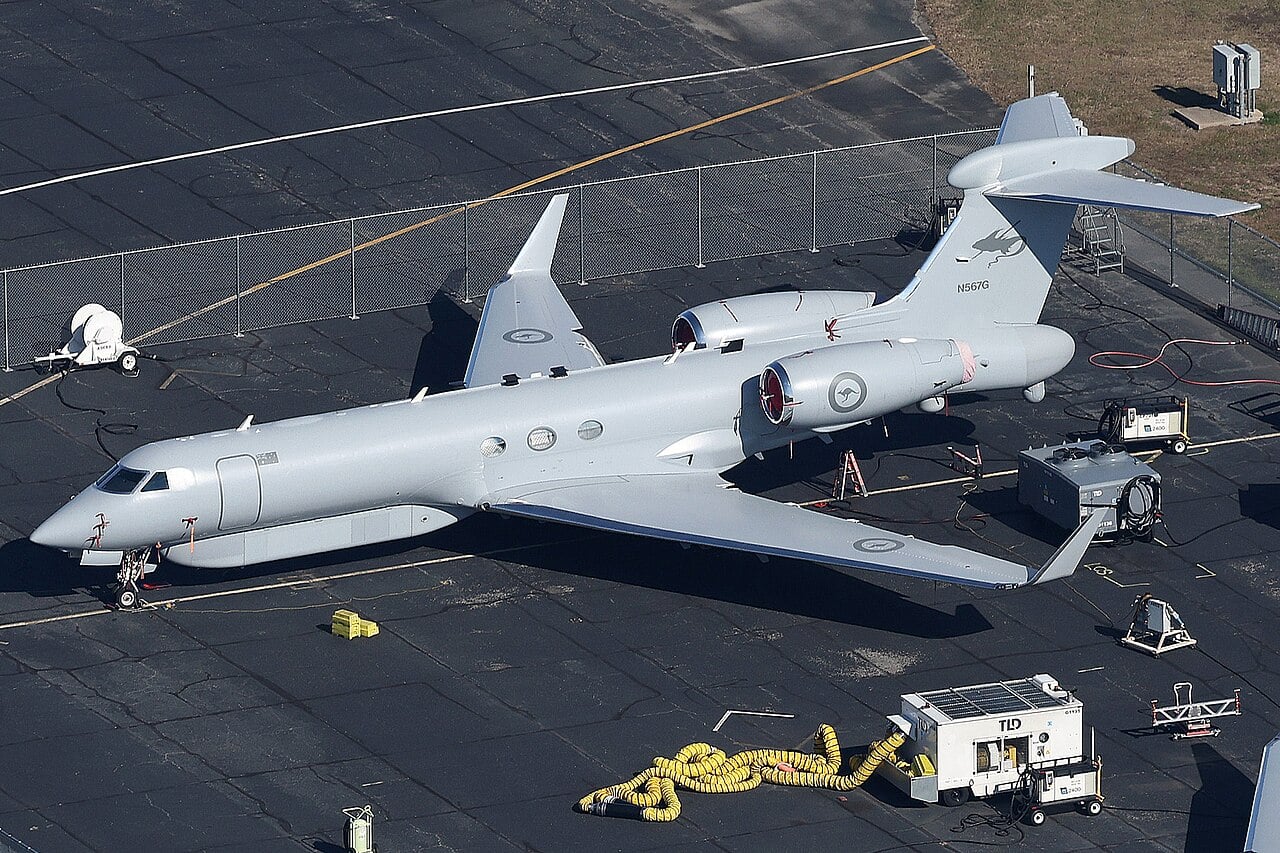 Royal Australian Air Force MC-55A Peregrine with its ventral canoe fairing