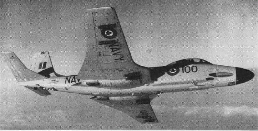 Two Royal Canadian Navy McDonnell F2H-3 Banshees in flight in 1957
