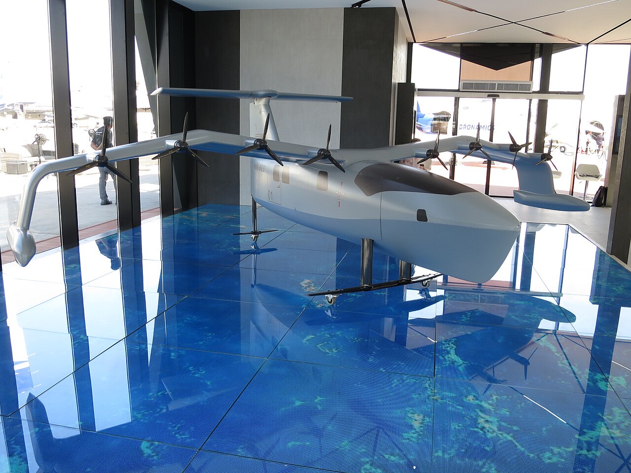 A model of the REGENT Viceroy seaglider displayed at the Dubai Airshow