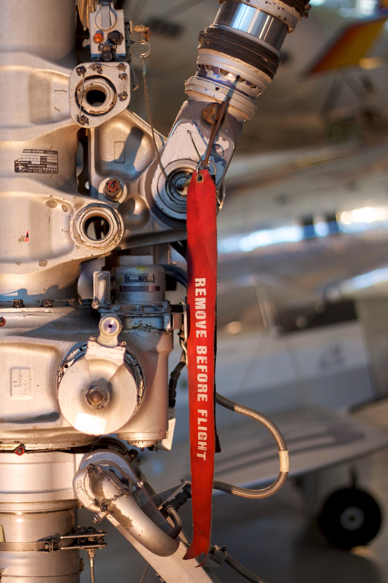 Remove before flight tag on Concorde landing gear