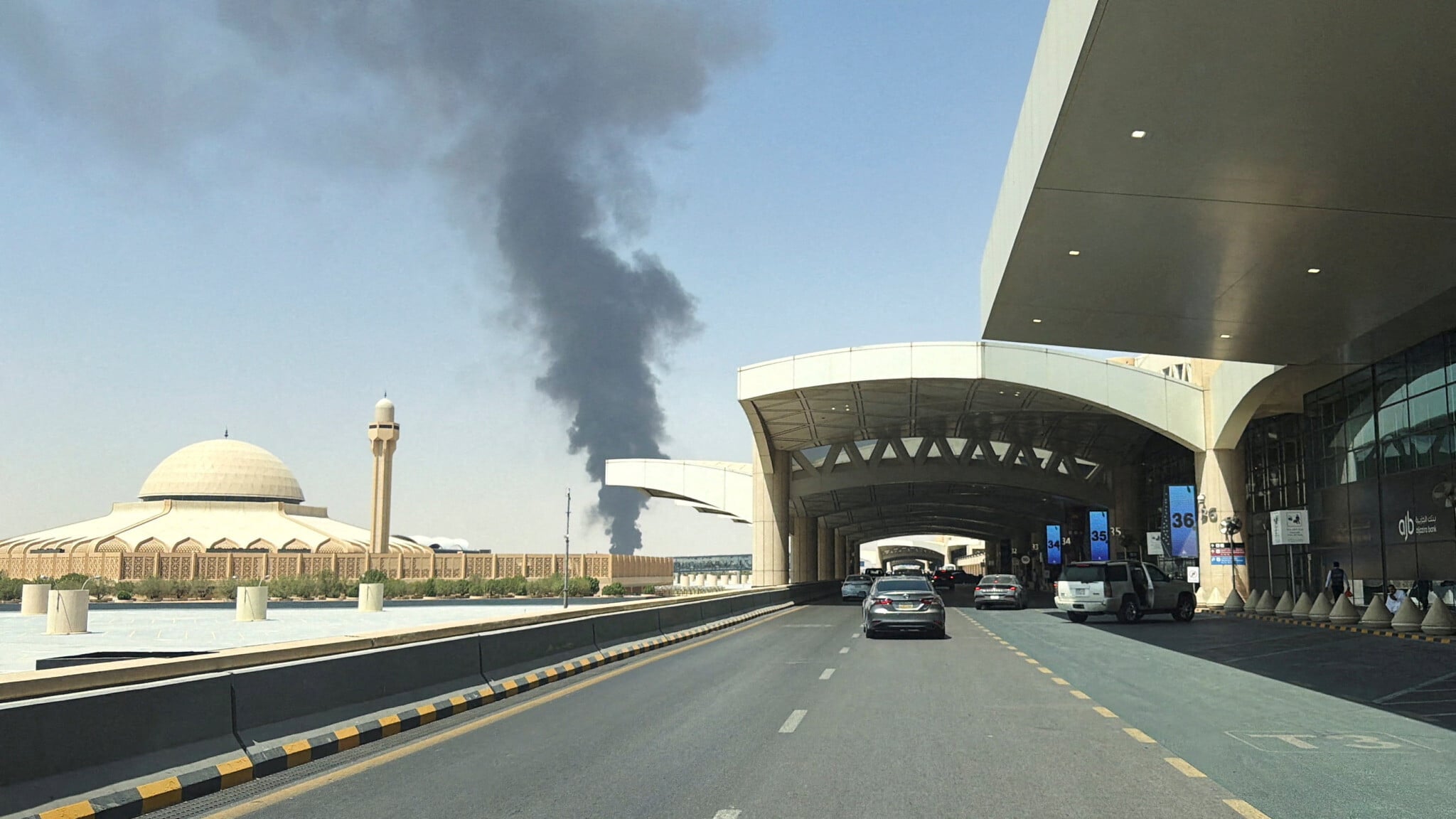 Black smoke over the fuel storage area at King Khalid International Airport, Riyadh A large plume of black smoke rises from the fuel storage area at King Khalid International Airport in Riyadh on 19 September 2026