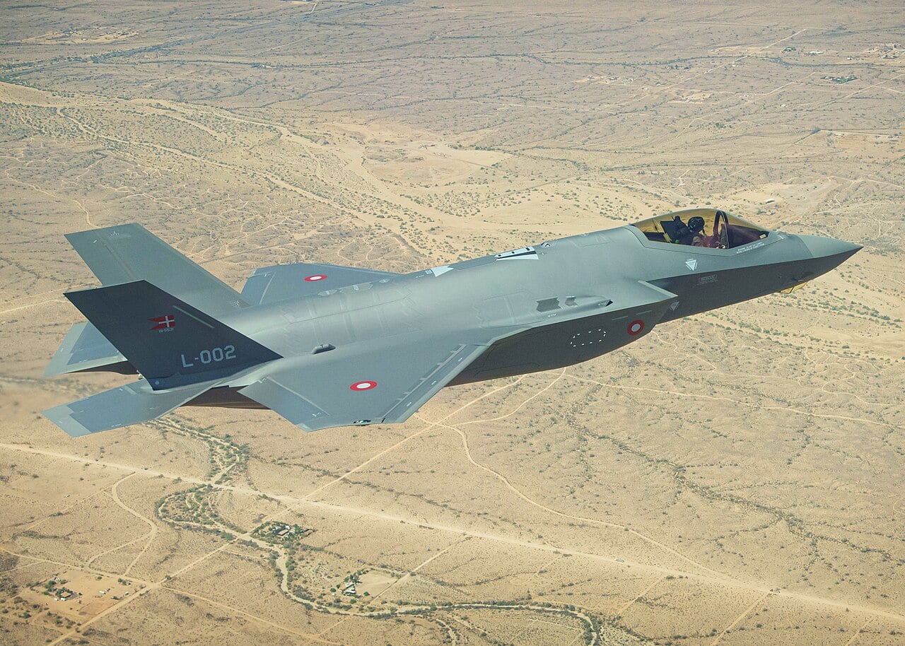 A Royal Danish Air Force F-35A Lightning II in Danish markings