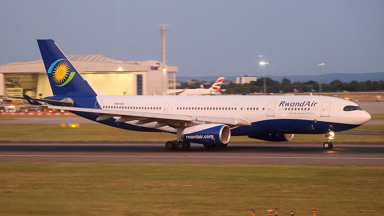A RwandAir Airbus A330-200 at London Heathrow