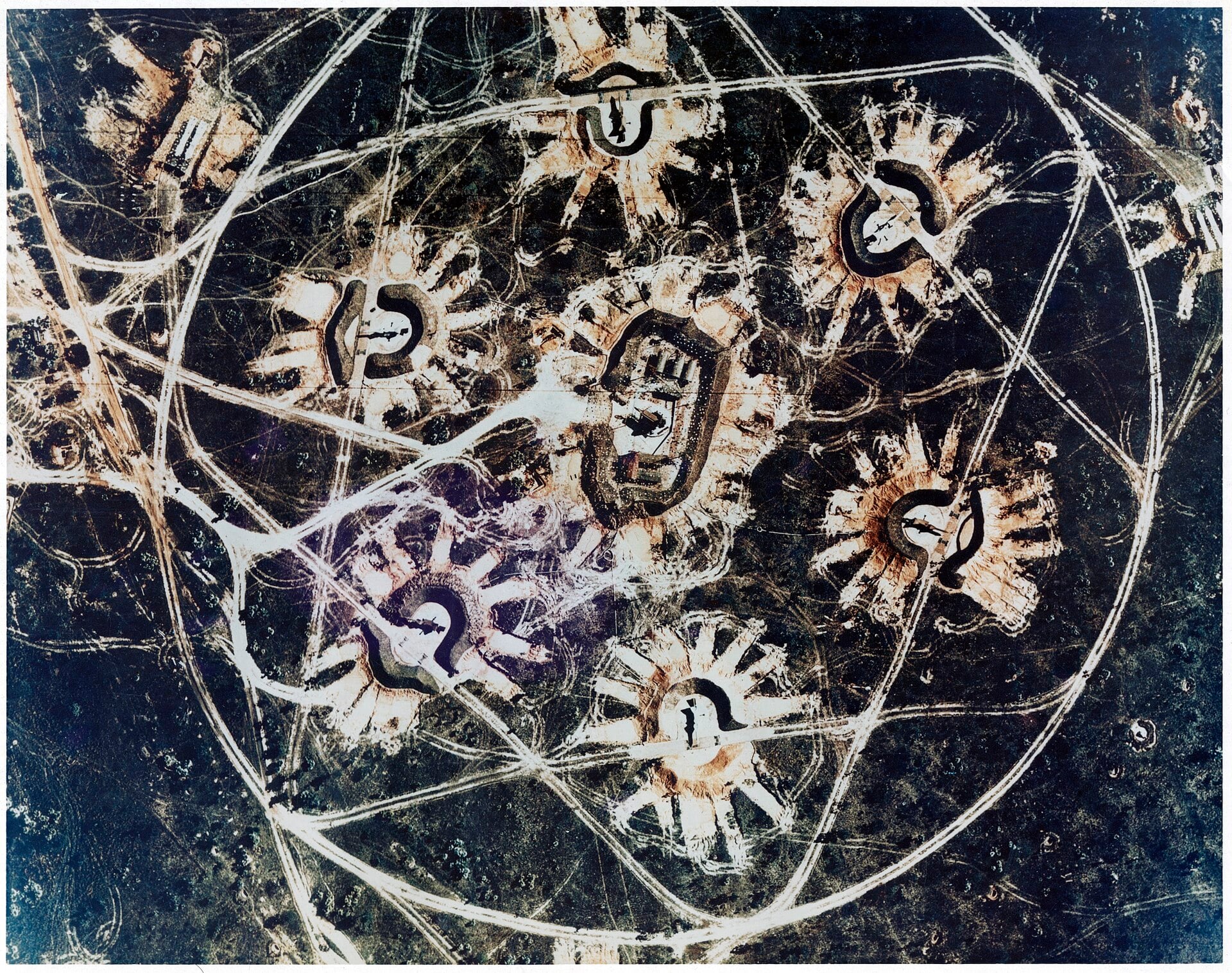 SA-2 Guideline site showing its distinctive star-shaped layout, Cuba, November 1962
