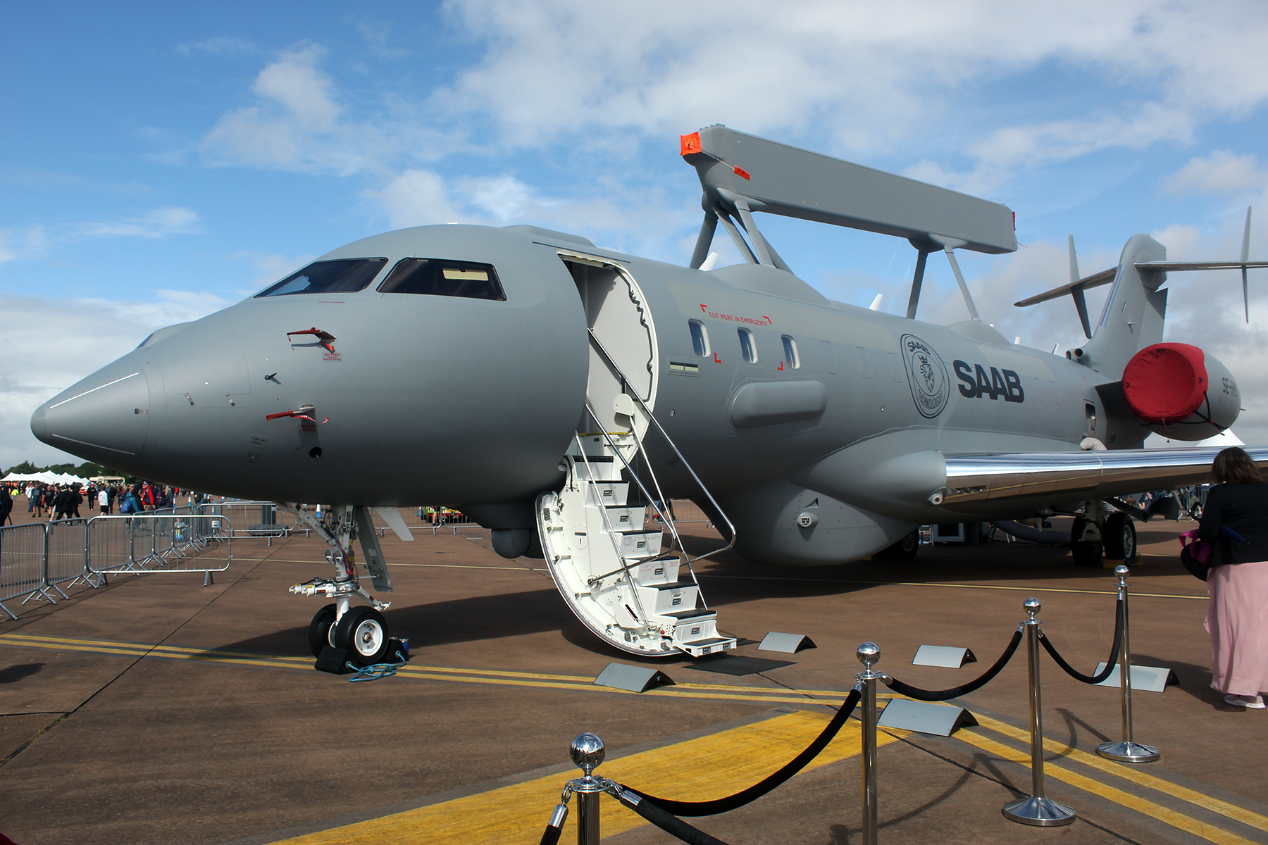 Saab GlobalEye SE-RMS, a Bombardier Global 6500 airframe, at the Royal International Air Tattoo at Fairford