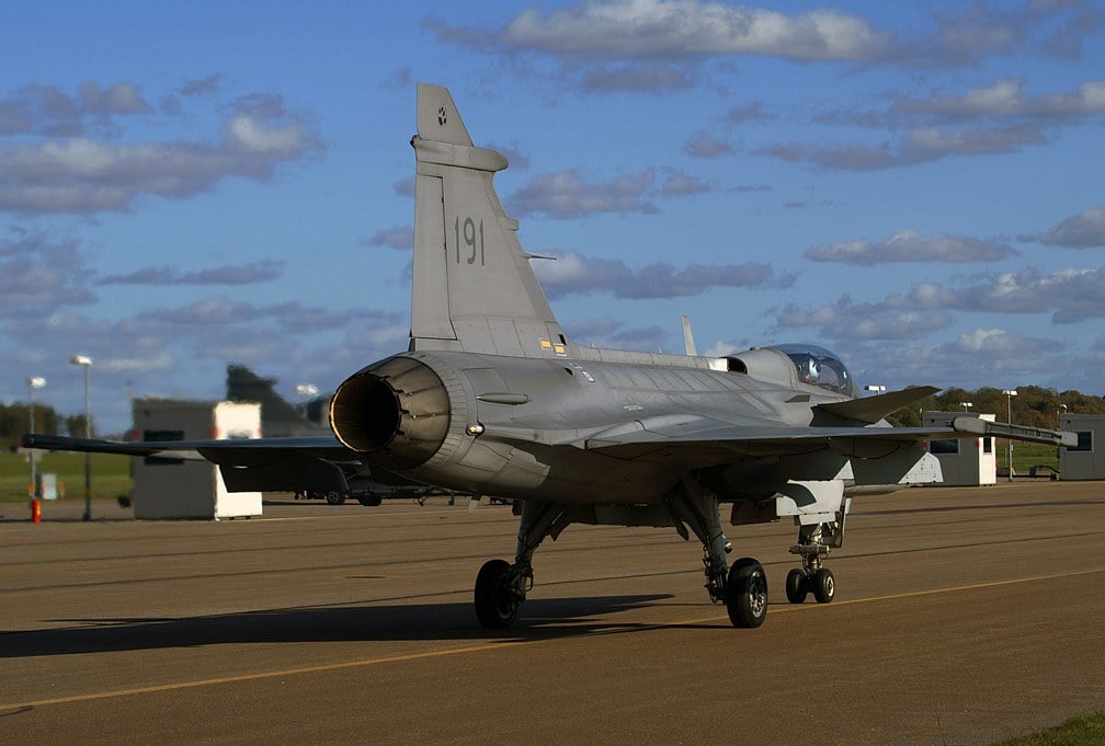 Saab JAS 39 Gripen on the ground at F 7 Satenas