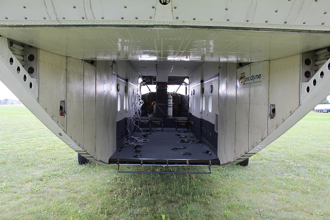 The cabin of a Skyvan configured for skydiving