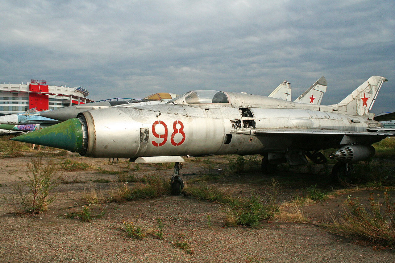 Stored Mikoyan MiG-21PF ex-Soviet airframe A weathered Mikoyan MiG-21PF stored in the open on a disused apron