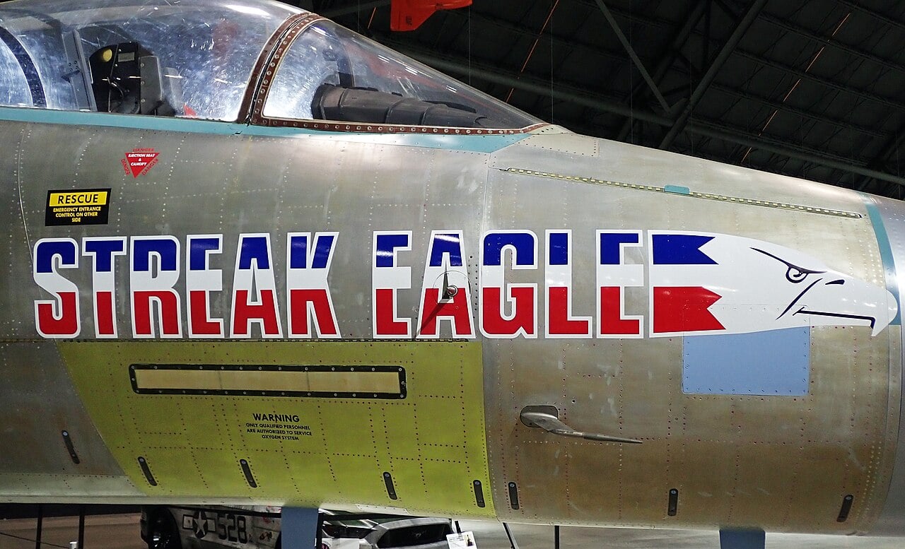 Streak Eagle nose art on the forward fuselage