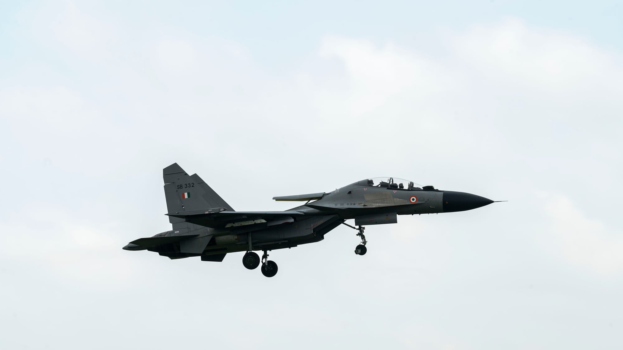 Indian Air Force Su-30MKI in flight at Tarang Shakti 24 An Indian Air Force Sukhoi Su-30MKI takes flight during Tarang Shakti 24 at Jodhpur Air Force Station