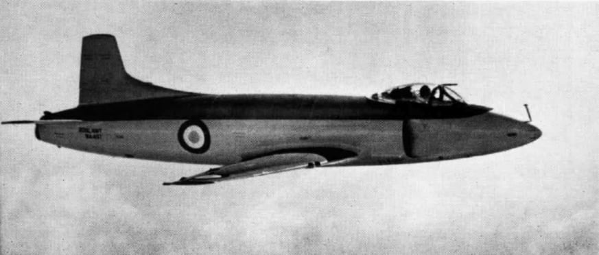 Supermarine Attacker F.1 in flight, 1951 A Supermarine Attacker F.1 of the Fleet Air Arm in flight in 1951