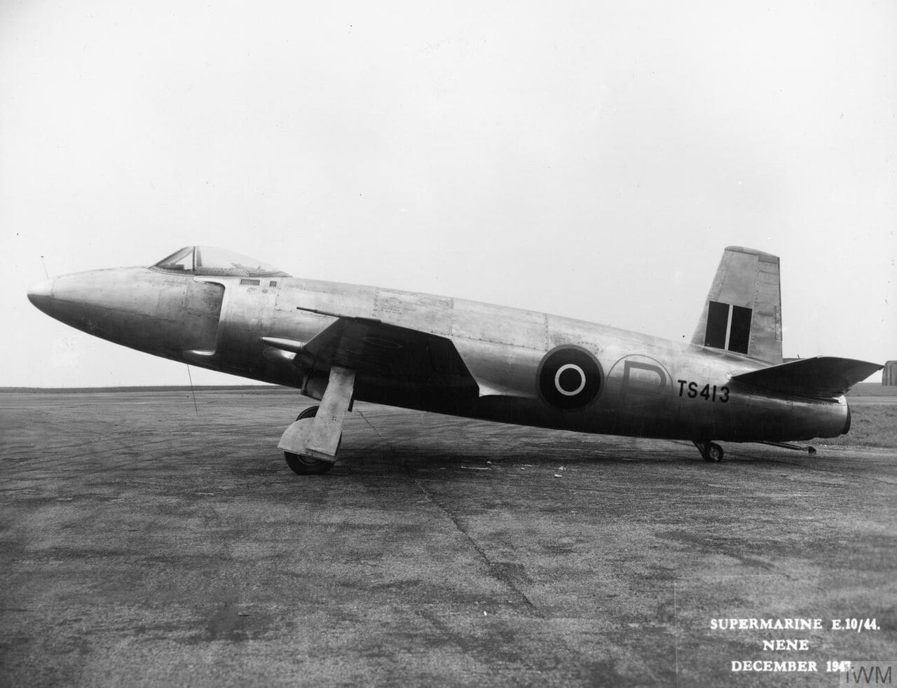 The Supermarine Attacker prototype TS413 on the ground in 1947