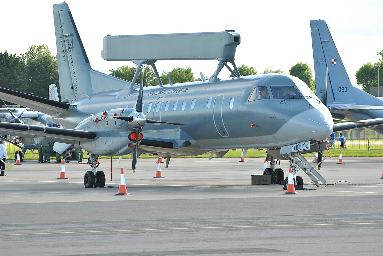 A Swedish Air Force Saab 340 AEW&C on the ground