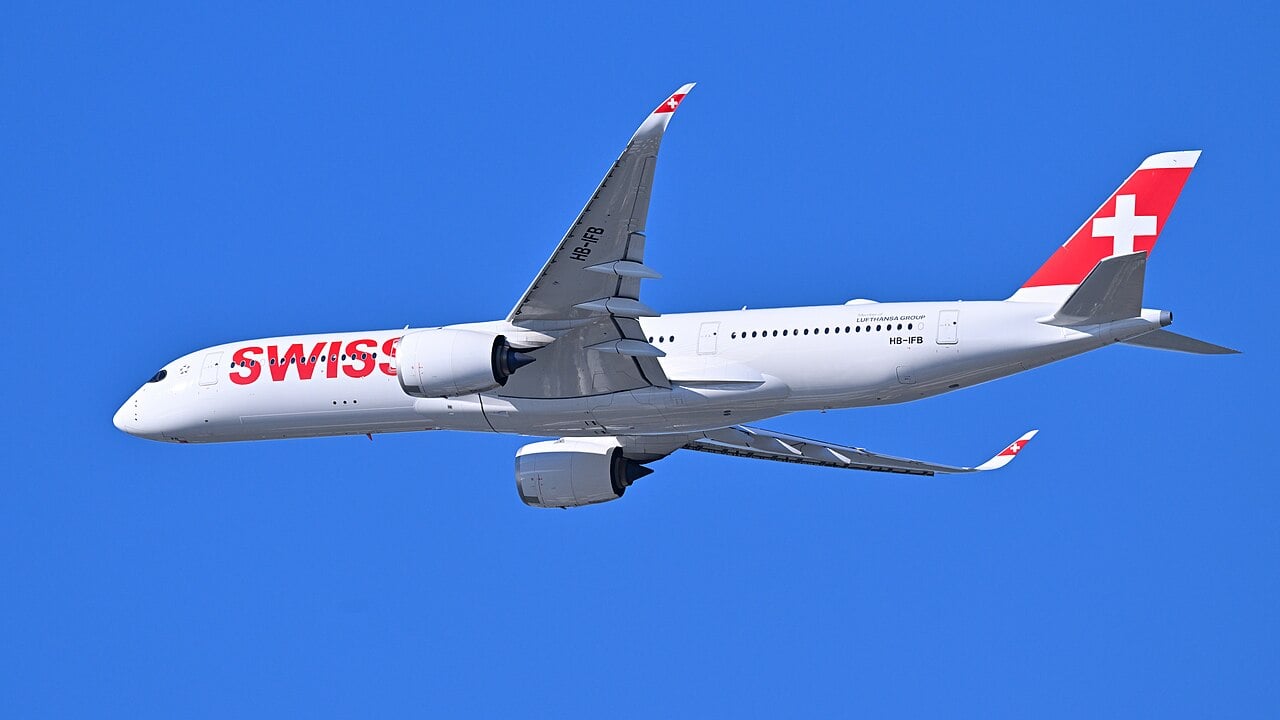 SWISS Airbus A350-900 HB-IFB departing Boston