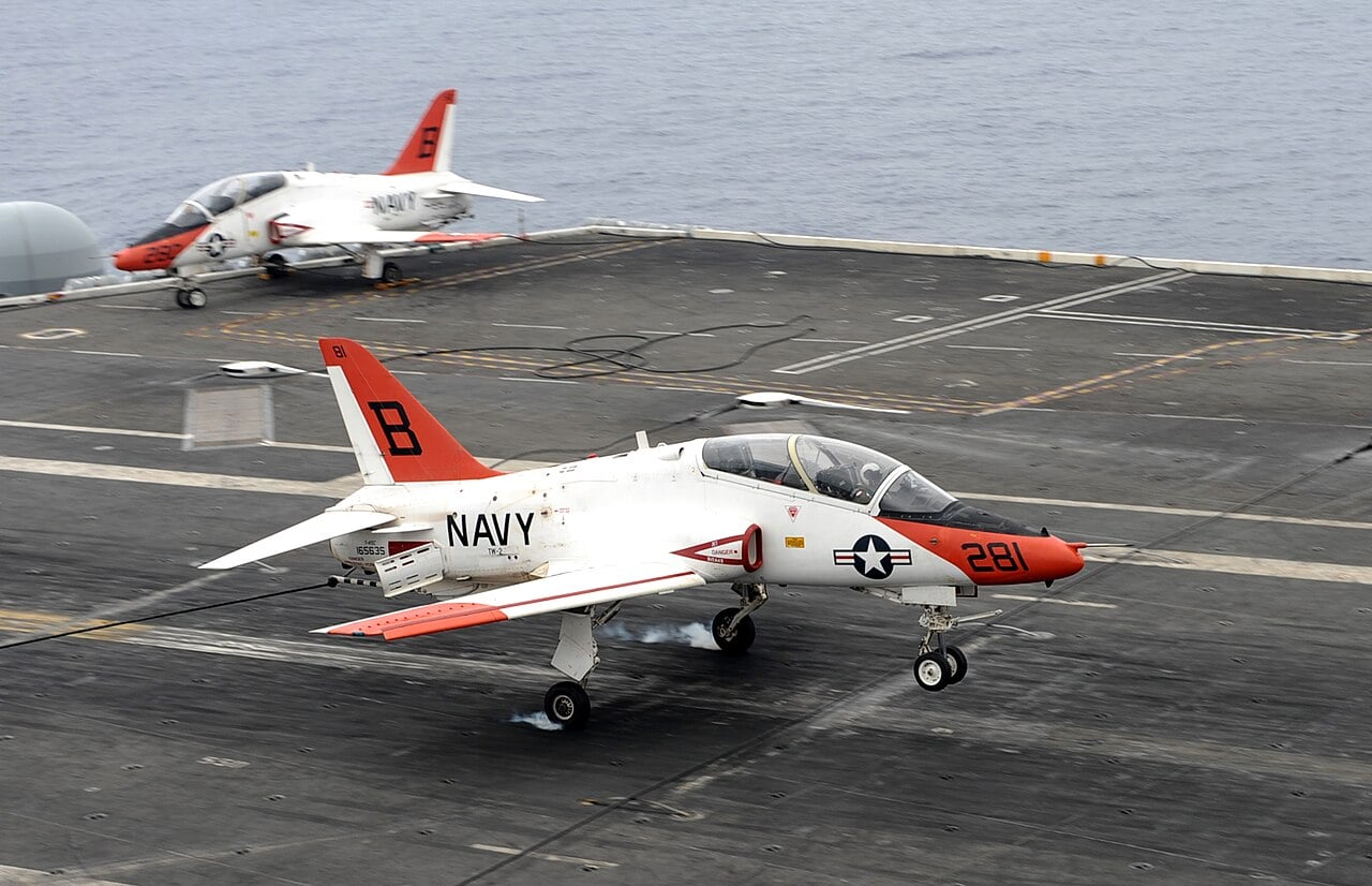 T-45C Goshawk making an arrested landing aboard a carrier