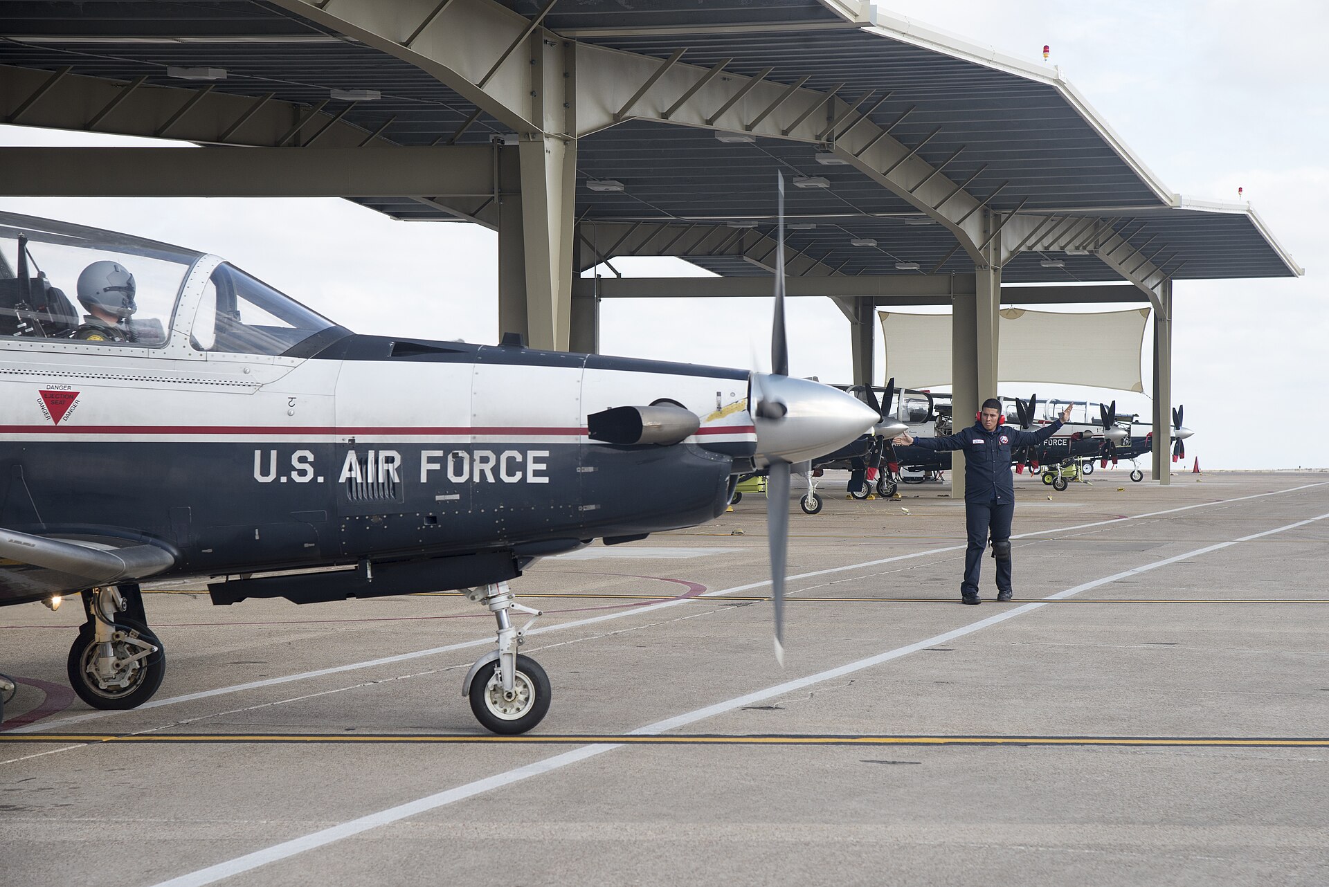A T-6 Texan II at Laughlin Air Force Base, Texas