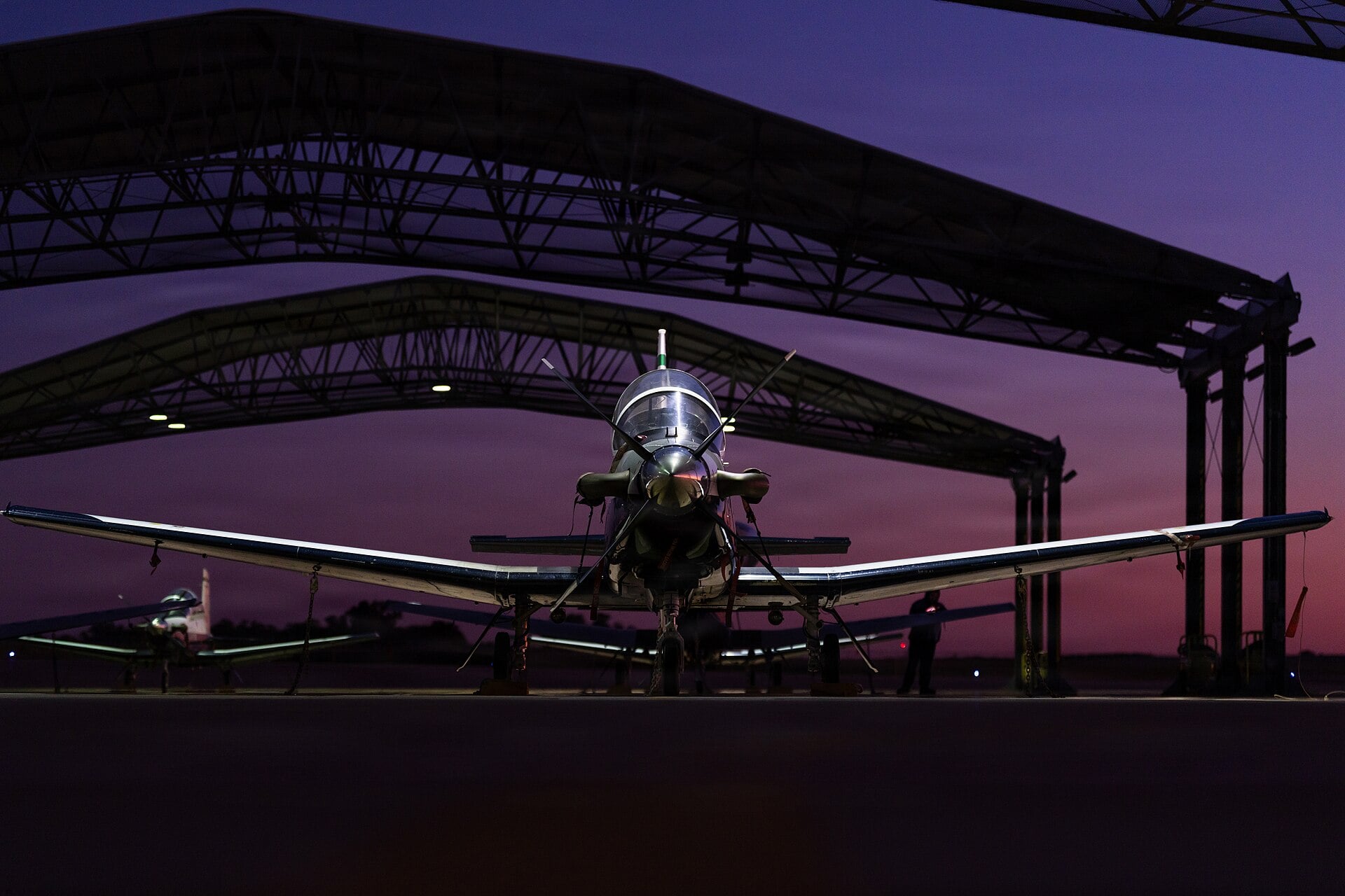 A T-6A Texan II on the flightline at Vance Air Force Base, one of the four USAF undergraduate pilot training bases