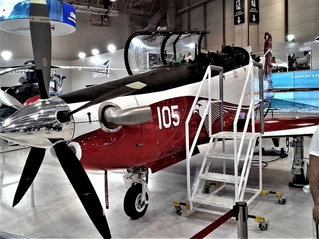 TAI Hürkuş turboprop trainer on display at IDEF 2019 in Istanbul
