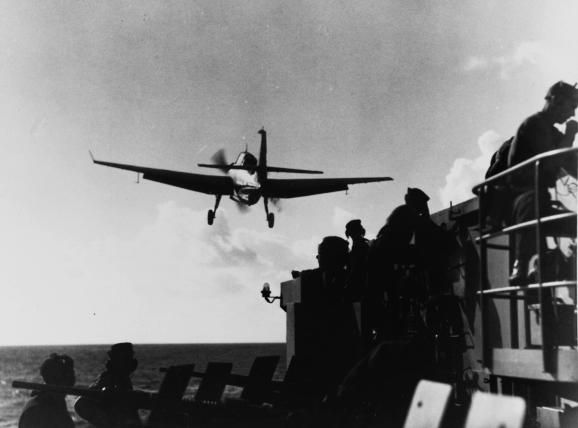 A TBM-1C Avenger of Torpedo Squadron 51 taking off from USS San Jacinto in June 1944