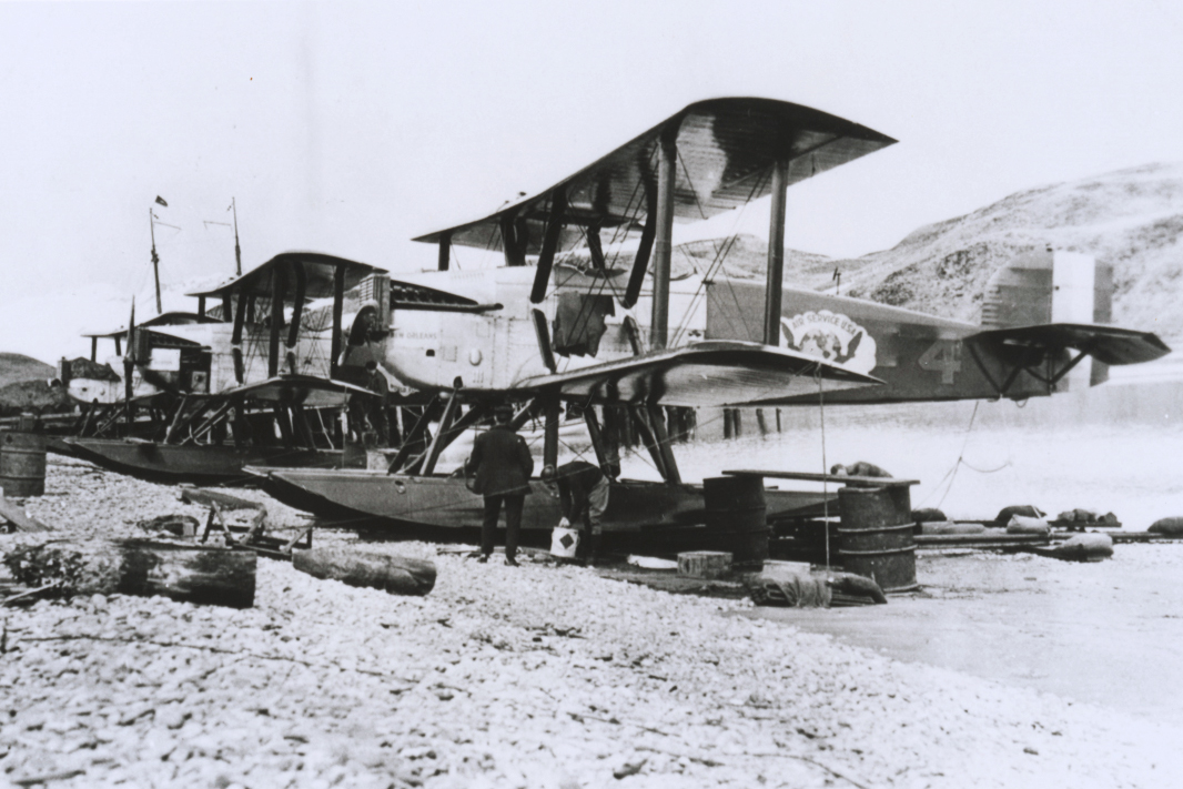 Three Douglas World Cruisers on a beach in Alaska, 1924