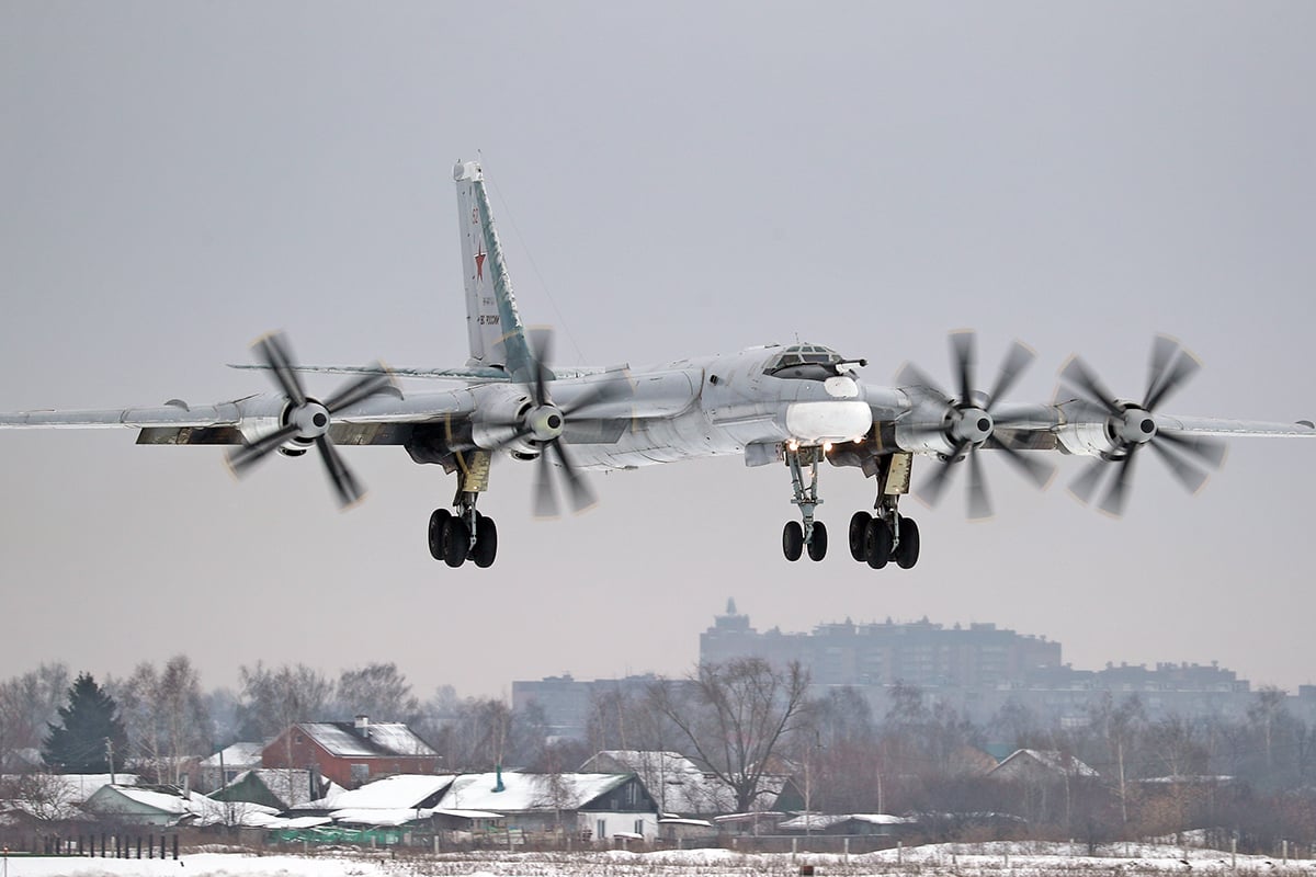 Russian Aerospace Forces Tu-95MS strategic bomber in flight