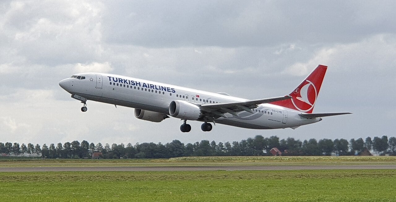A Turkish Airlines Boeing 737 MAX at Schiphol