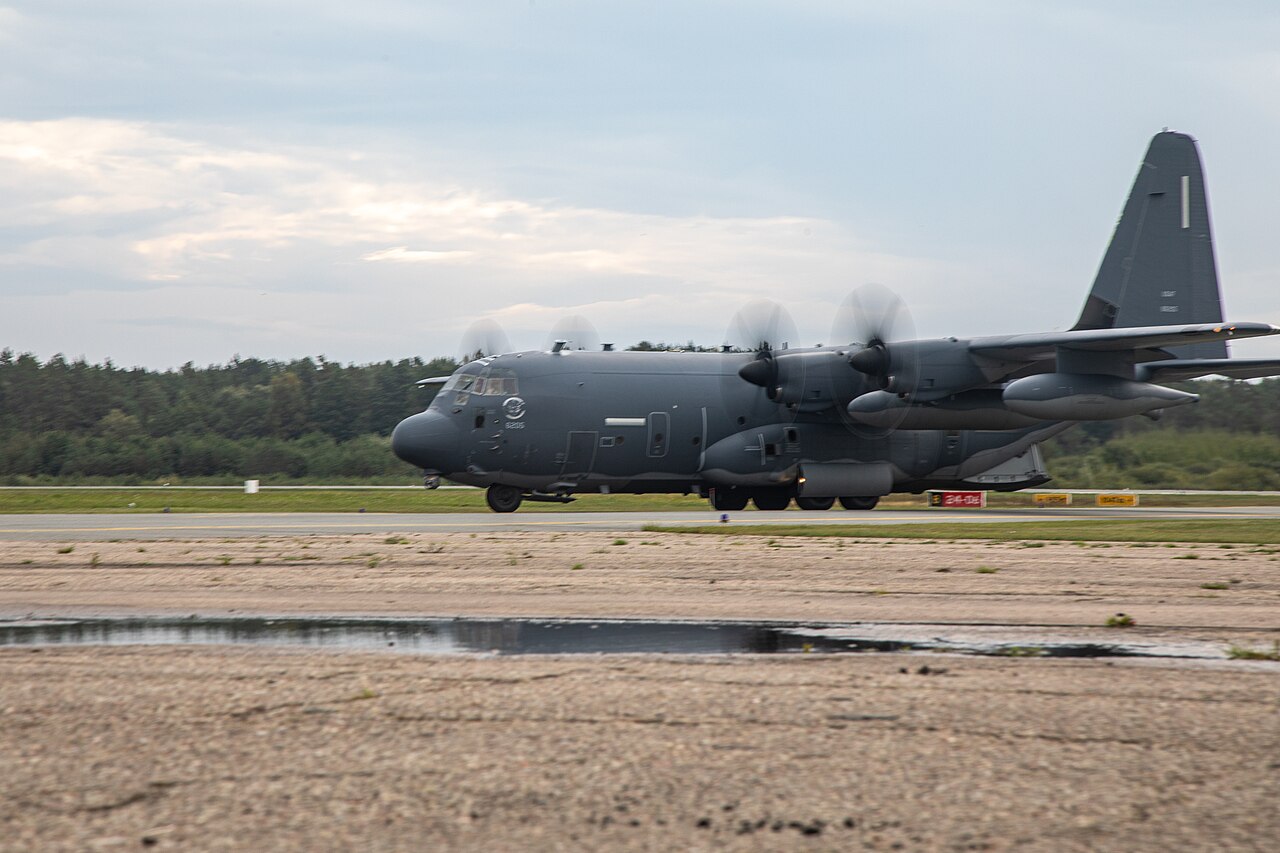 A US special operations C-130 carrying HIMARS lands in Latvia