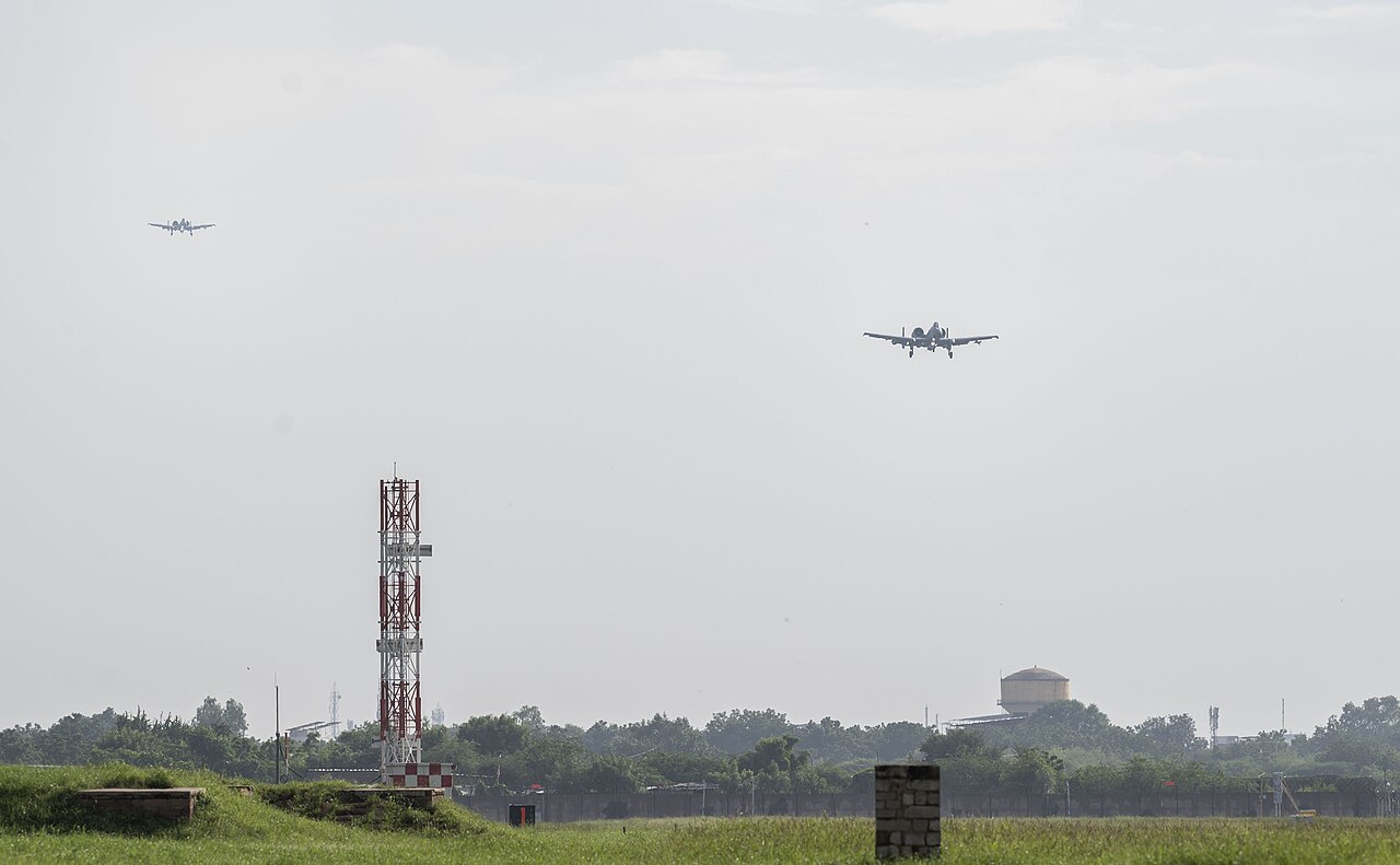 Two USAF A-10s arriving at Jodhpur for Tarang Shakti 2024