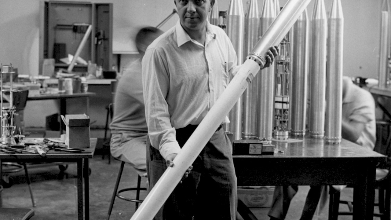 A Van Allen rockoon, a sounding rocket suspended beneath a launch balloon