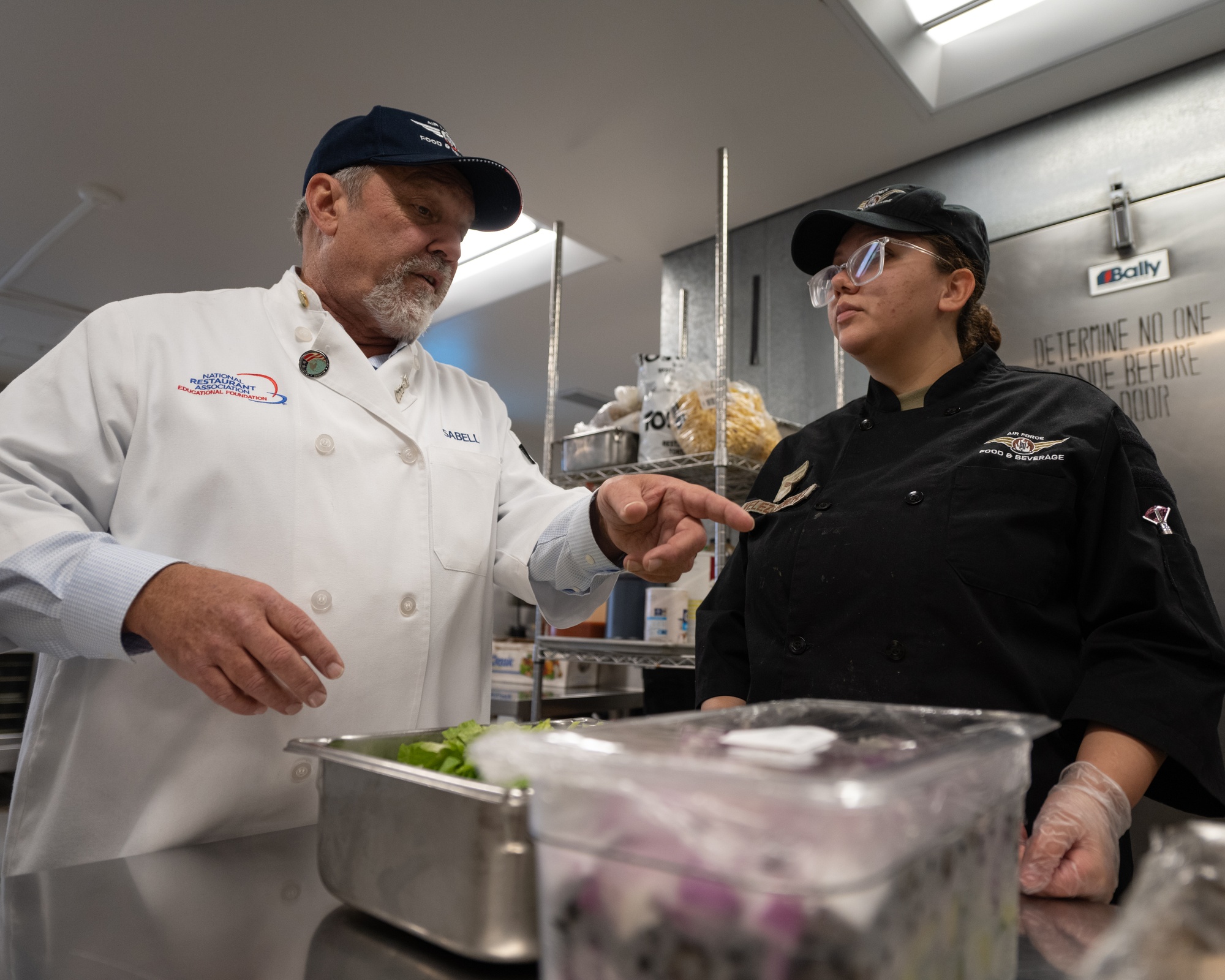Air Force food and beverage airmen preparing aircrew in-flight meals at Whiteman Air Force Base