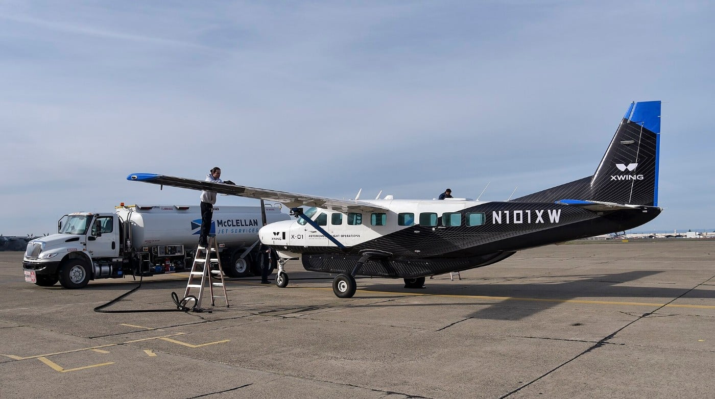Cessna 208B Grand Caravan N101XW in Xwing livery at McClellan Airfield, January 2024