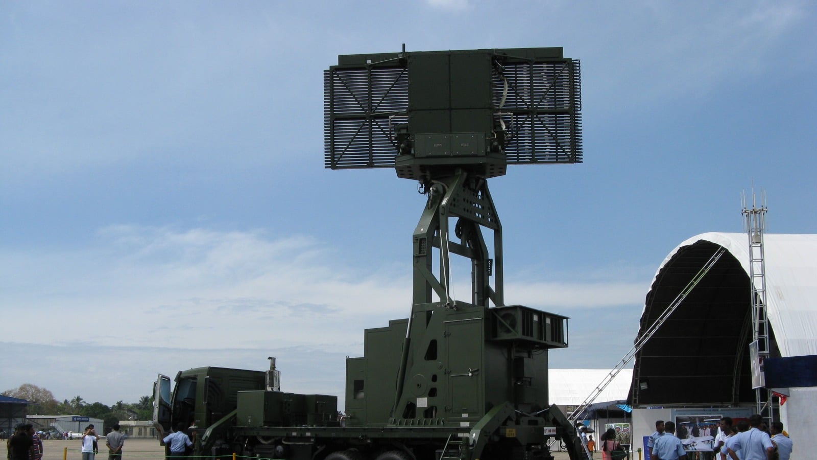 CETC YLC-18 radar, a Chinese air surveillance radar of the family marketed for counter-stealth work CETC YLC-18 three-dimensional air surveillance radar with its antenna array raised on a truck chassis