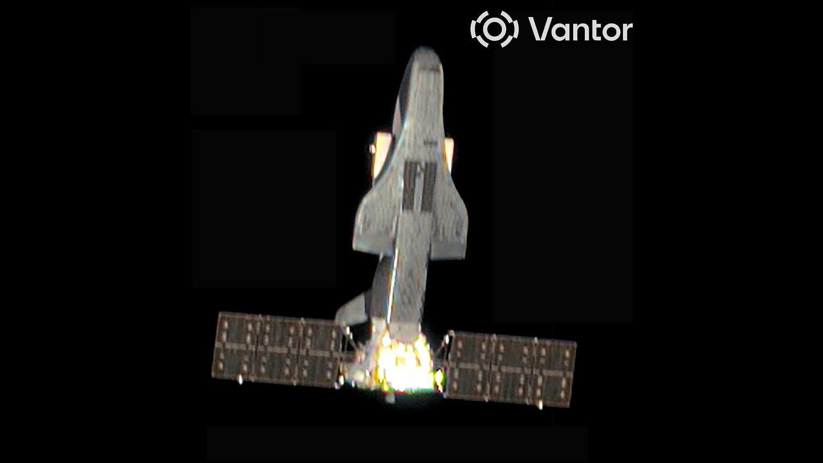 DIA-released Maxar satellite image of the Chinese spaceplane in orbit with solar arrays deployed
