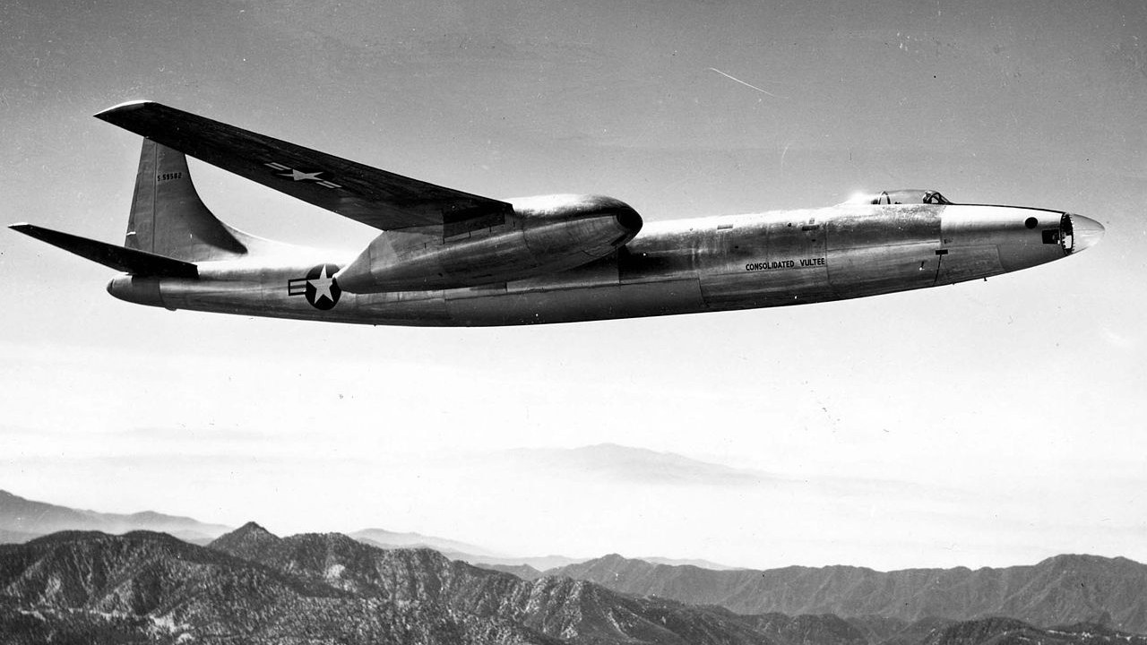 Convair XB-46 jet bomber prototype in flight